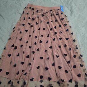 Cupshe Black Heart Patterned Pink A-Line Skirt